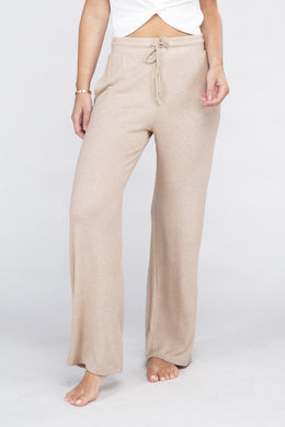 Casual Beige Cozy Terry Lounge Pants