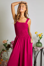 Load image into Gallery viewer, Vacay In France Sleeveless Magenta Wide Leg Jumpsuit w/Pockets