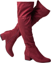 Load image into Gallery viewer, Chestnut Brown Stacked Zippered Over the Knee Boots
