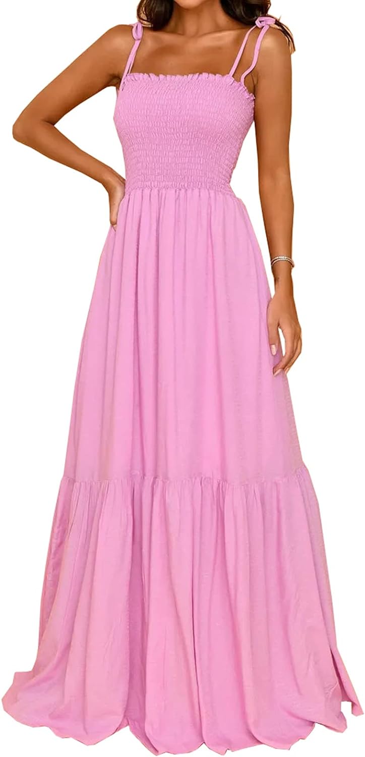 Sunday Chic Pink Tiered Bohemian Maxi Dress