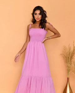 Sunday Chic Pink Tiered Bohemian Maxi Dress