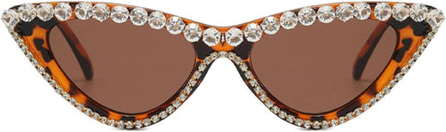 Vintage Inspired Leopard Cateye Rhinestone Embellished Sunglasses