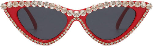 Vintage Inspired Red Cateye Rhinestone Embellished Sunglasses