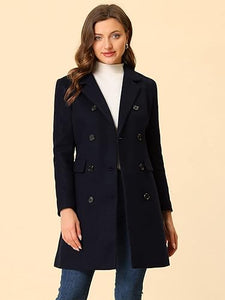 Plus Size Long Sleeve Wool Trench Coat