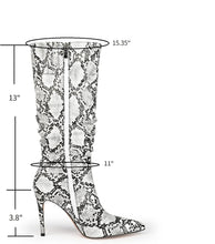 Load image into Gallery viewer, Snakeskin Leather Fashion Stiletto Knee High Boots