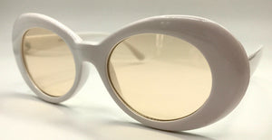 Fashionista White/Pink Lens Round Oval Sunglasses