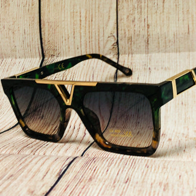 Men's Designer Square Gold Frame Sunglasses
