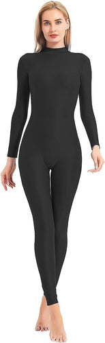 Black Long Sleeve Zip Back Leotard Jumpsuit