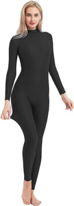 Black Long Sleeve Zip Back Leotard Jumpsuit