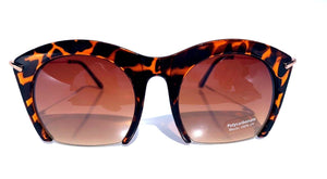 Gradient Leopard Semi Rimless Gold Lined Sunglasses