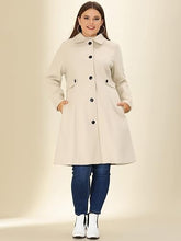 Load image into Gallery viewer, Plus Size Long Sleeve Wool Trench Coat