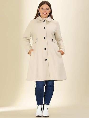 Plus Size Long Sleeve Wool Trench Coat