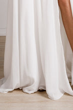 Load image into Gallery viewer, Ivory White Embroidered Lace Chiffon Split Gown