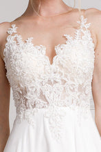 Load image into Gallery viewer, Ivory White Embroidered Lace Chiffon Split Gown