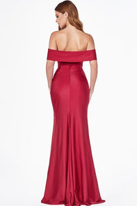 Beautiful Red Off Shoulder Sweetheart Neck Line High Slit Gown