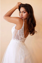 Load image into Gallery viewer, V-Neck Illusion Off White Layered Tulle A-Line Bridal Gown