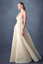 Load image into Gallery viewer, Beautiful Champagne V-Neck Sleeveless Floral Lace Embroidery Gown