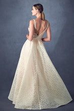 Load image into Gallery viewer, Beautiful Champagne V-Neck Sleeveless Floral Lace Embroidery Gown