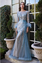 Load image into Gallery viewer, Shiny Glitter Sea Mist Lace Embroidered Long Sleeve Gown