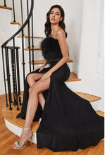 Load image into Gallery viewer, Dreamy Black Faux Fur Feathered Crop Top and Maxi Skirt