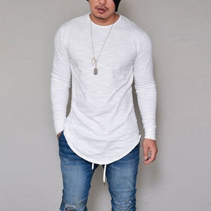 Men's Cotton Knit Gray Long Sleeve Hipster Shirt
