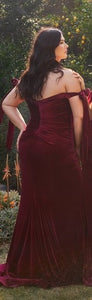 Claire Emerald Sweet Heart Velvet Off Shoulder Gown
