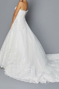 Lustrous Lace Embroidered Strapless A-Line Wedding Dress
