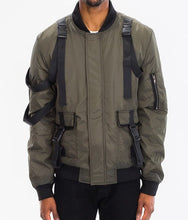 Load image into Gallery viewer, Men&#39;s Olive Green Tactical Utility Bomber Jacket