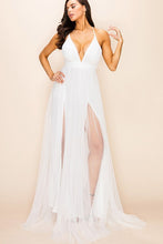 Load image into Gallery viewer, Glamorous White Deep V Dual Split Sheer Maxi Dress