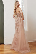 Load image into Gallery viewer, One Shoulder Lace Embelished Side Slit Sleeveless Gown
