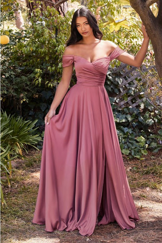 Jasmine Mauve-Rose Sweet Heart Velvet Off Shoulder Gown