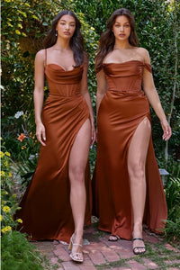 Beautiful Sienna Satin Off Shoulder Corset Style Gown