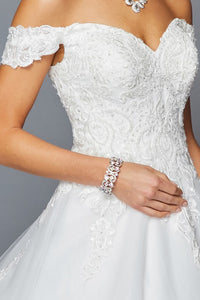 Sweetheart Lace Off Shoulder Applique Bridal Gown