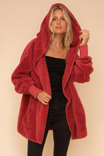 Load image into Gallery viewer, Plush Faux Fur Women&#39;s Hooded Jacket with Pocket