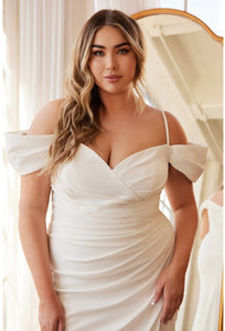 Plus Size White Sweetheart Off Shoulder Mermaid Wedding Gown