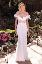 Load image into Gallery viewer, Deep V-Neck Off White Lace Appliques Mermaid Bridal Gown