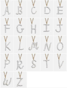Pearl Initial Letter Gold Chain Necklace