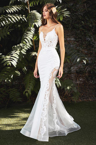 Goddess Lace Mesh Bridal Embroidered White Sweetheart Wedding Dress