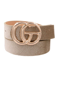Fashionable White Gold Buckle Faux Leather Belt