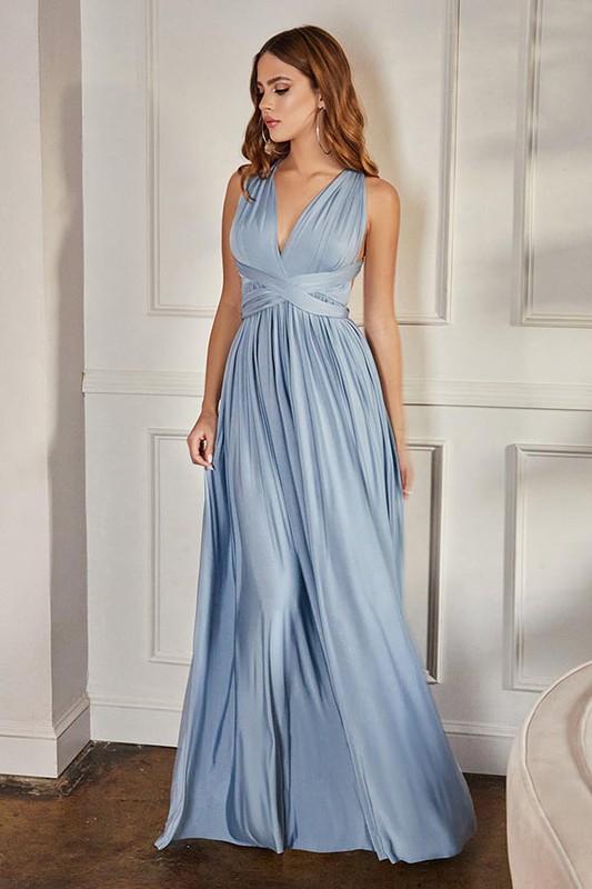 Draped In Paris Slik Inspired Paris Blue Convertible Maxi Dress
