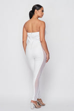 Load image into Gallery viewer, White PU Off Shoulder Corset Boned Jumpsuit