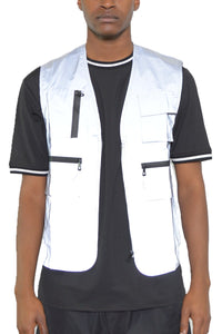 Men's Light Grey Cargo Pocket Sleeveless Vest