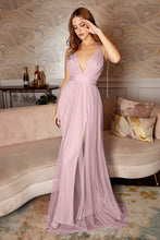 Load image into Gallery viewer, Isles of Chiffon V Plunge Soft Pink Backless Maxi Dress