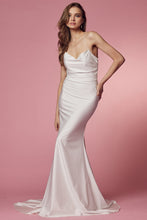 Load image into Gallery viewer, Venice White Satin Backless Sleeveless Mermaid Gown