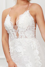 Load image into Gallery viewer, White Embroidered Lace and Beads Gown with Overskirt