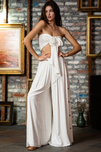 Load image into Gallery viewer, Bow Tie Bandeau White Wide Leg Jumpsuit