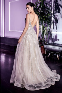 Modern Fairy Blue Sequin A-Line Embellished Tulle Gown