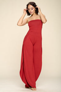 One Piece Off Shoulder Tube Top Wide Leg Pants Jumpsuit