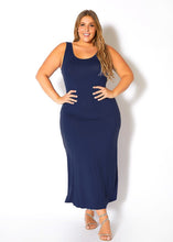 Load image into Gallery viewer, Plus Size Navy Blue Sleeveless Scoop Neck Maxi Dress