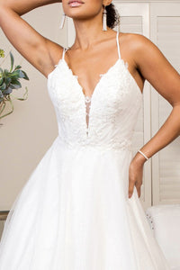 Embroidered Bodice Sweetheart Glitter Mesh Wedding Gown